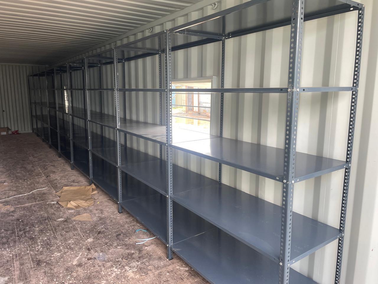 Container home exterior at sunset